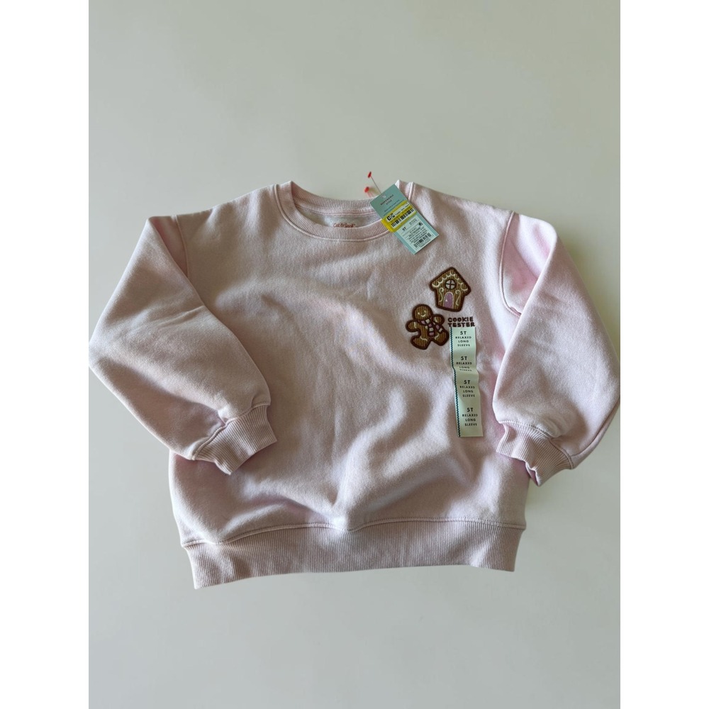 Cat & Jack Toddler Girls 5T Pink Cookie Tester Gingerbread Fleece Sweatshirt NWT